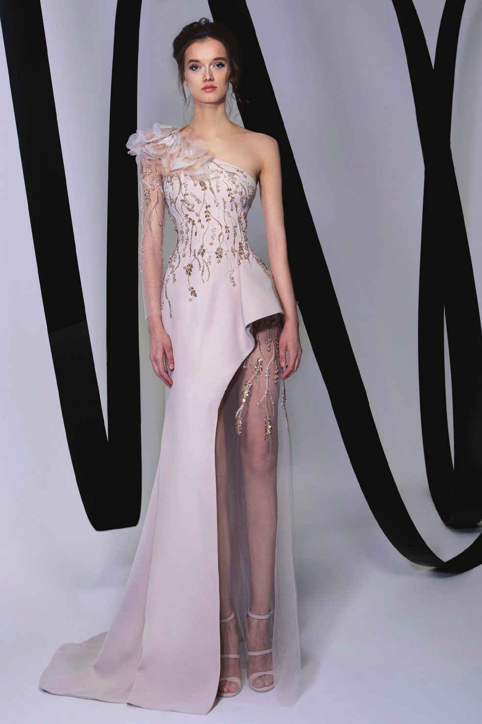 Tony Ward Asymmetrical Peplum Gown ...